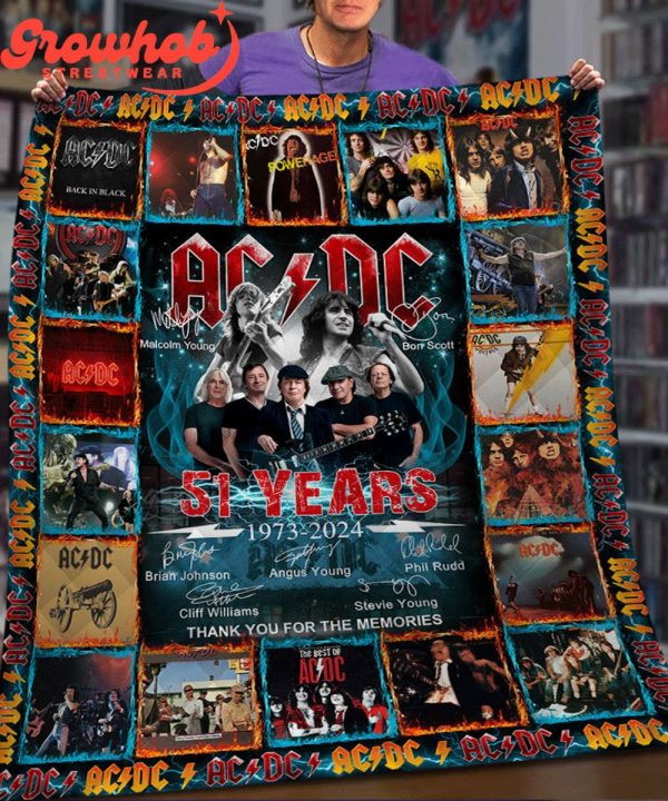 ACDC 51 Years Of Memories 1973-2024 Fleece Blanket Quilt