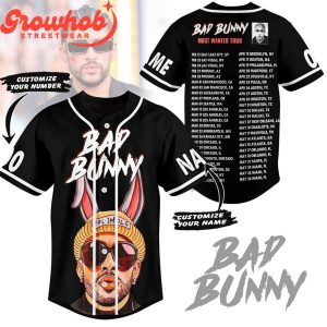 Bad Bunny Fans The Tour 2024 Personalized Baseball Jersey Black