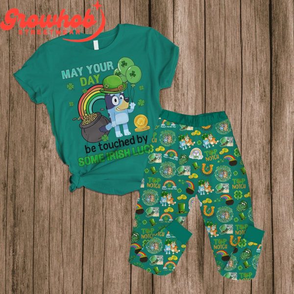 Bluey Friend Happy St. Patrick’s Day Fleece Pajamas Set Green Version