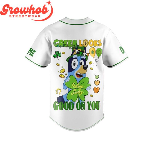 Bluey Friend Happy St. Patrick’s Day Personalized Baseball Jersey