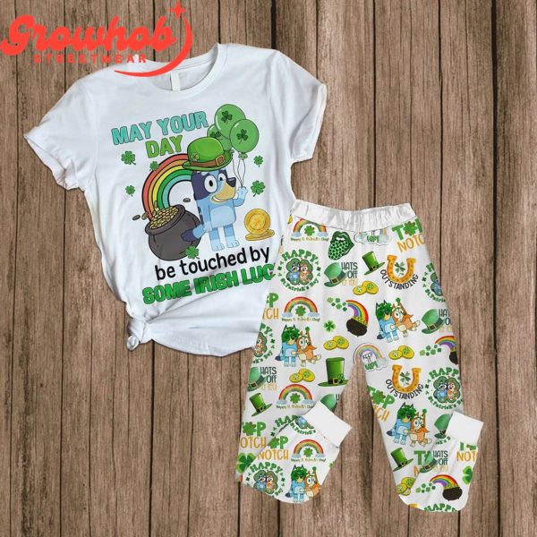 Bluey Friend Happy St. Patrick’s Day White Design Fleece Pajamas Set