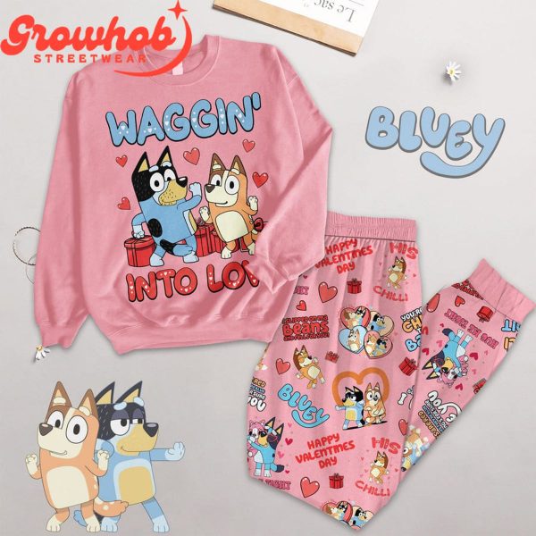 Bluey Waggin’ Into Love Fleece Pajamas Set Long Sleeve