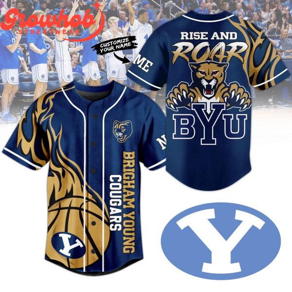 BYU Cougars Rise And Roar Personalized Baseball Jersey