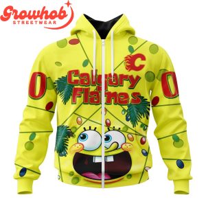 Calgary Flames Fan SpongeBob Personalized Hoodie Shirts