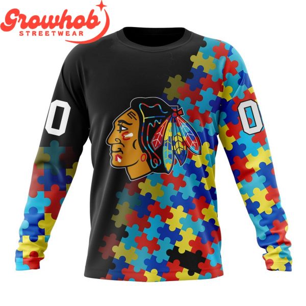 Chicago Blackhawks Autism Awareness Support Hoodie Shirts