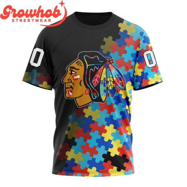 Chicago Blackhawks Autism Awareness Support Hoodie Shirts