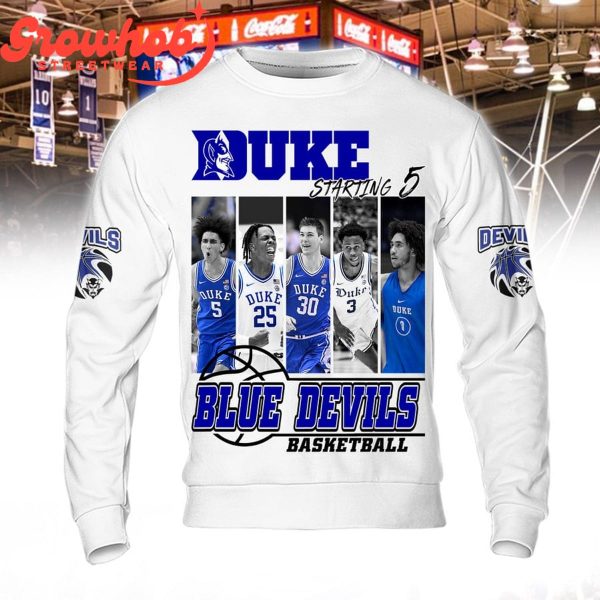 Duke Blue Devils Basketball Fan Love Starting 5 Hoodie Shirts White