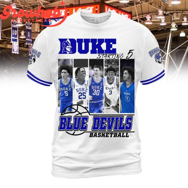 Duke Blue Devils Basketball Fan Love Starting 5 Hoodie Shirts White