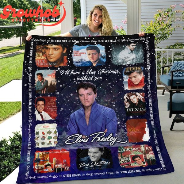 Elvis Presley Blue Christmas Without You Fleece Blanket Quilt