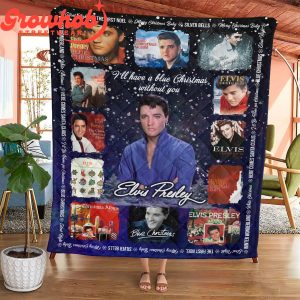 Elvis Presley Blue Christmas Without You Fleece Blanket Quilt