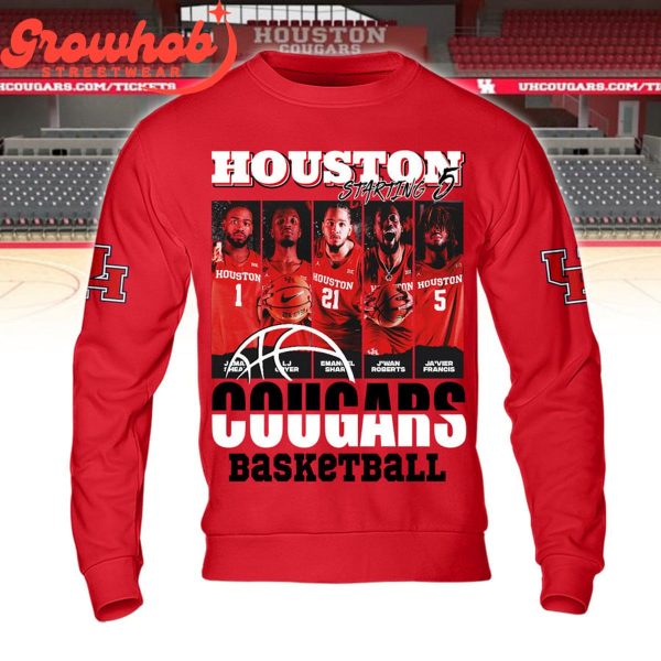 Houston Cougars Basketball Fan Love Starting 5 Hoodie Shirts Red