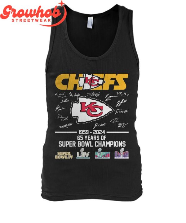 Kansas City Chiefs 65 Years Of Super Bowl Champions 1959-2024 T-Shirt