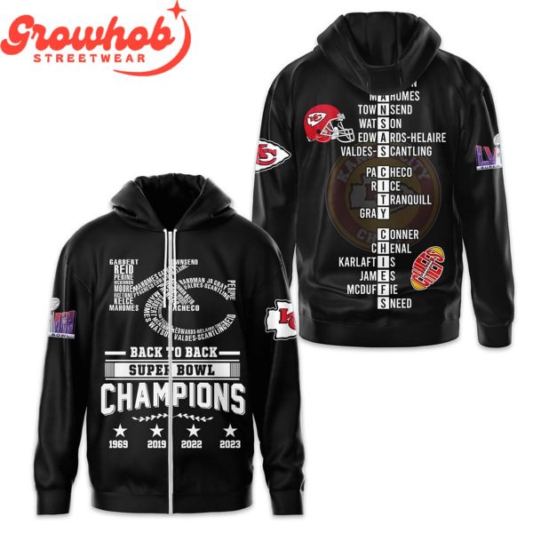 Kansas City Chiefs Back2back Super Bowl Champions 2024 Hoodie Shirts Black