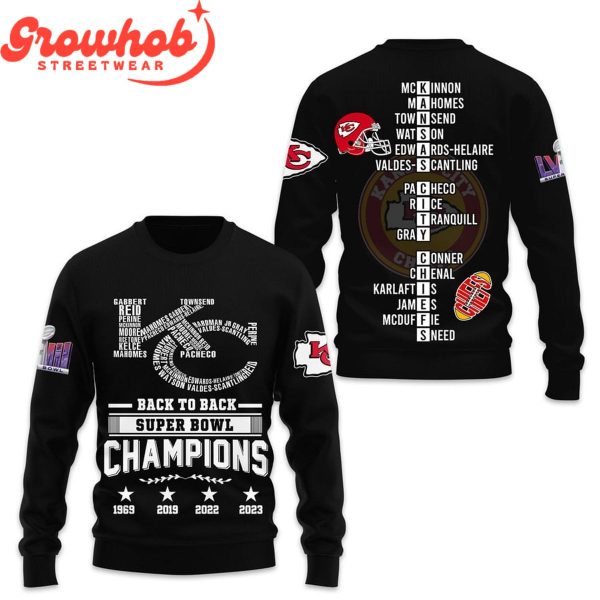 Kansas City Chiefs Back2back Super Bowl Champions 2024 Hoodie Shirts Black