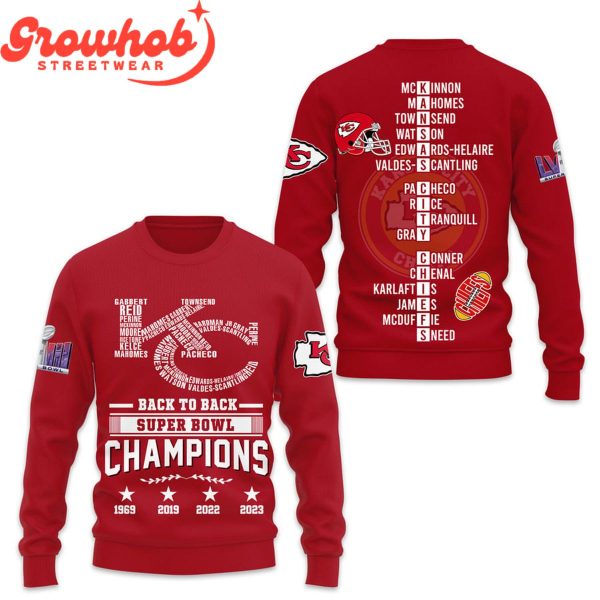 Kansas City Chiefs Back2back Super Bowl Champions 2024 Hoodie Shirts Red
