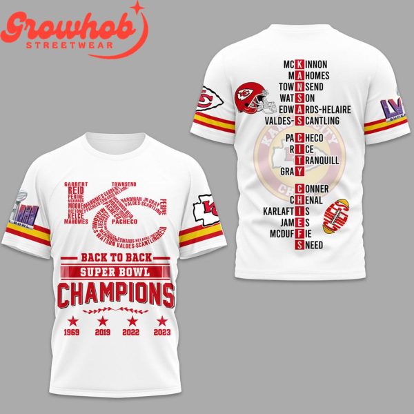 Kansas City Chiefs Back2back Super Bowl Champions 2024 Hoodie Shirts White