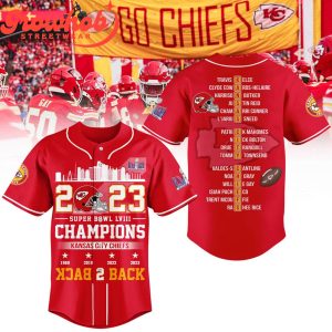 Kansas City Chiefs Back2Back Super Bowl LVIII Champions 2024 Baseball Jersey Red