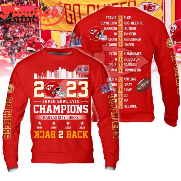 Kansas City Chiefs Super Bowl 2023 Back2back Champs LVIII Hoodie Shirts Red Version