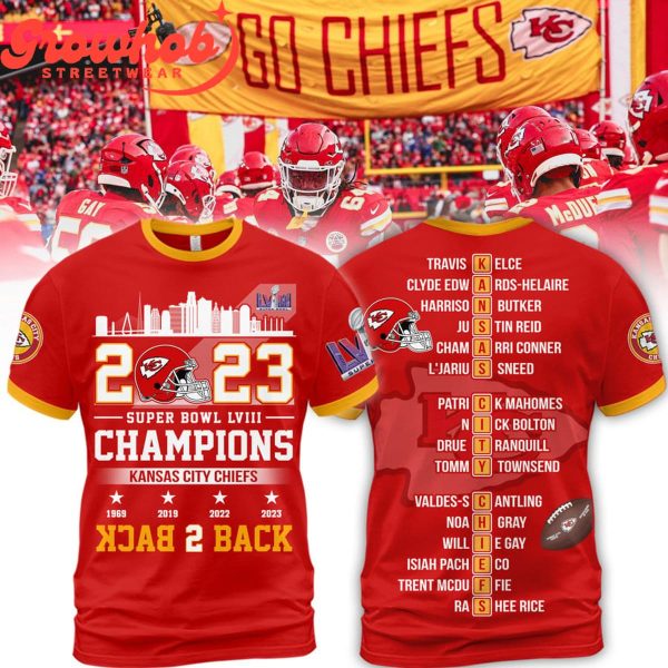 Kansas City Chiefs Super Bowl 2023 Back2back Champs LVIII Hoodie Shirts Red Version