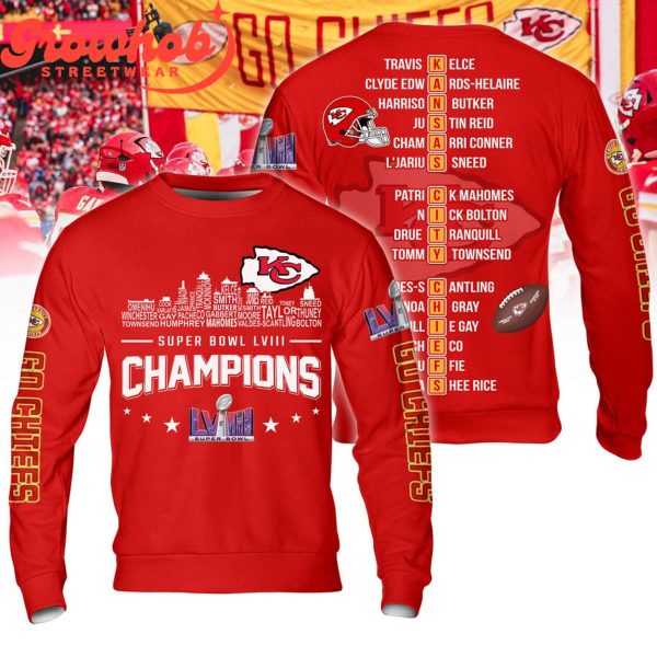 Kansas City Chiefs Super Bowl 2023 Skyline Champs LVIII Hoodie Shirts Red Version