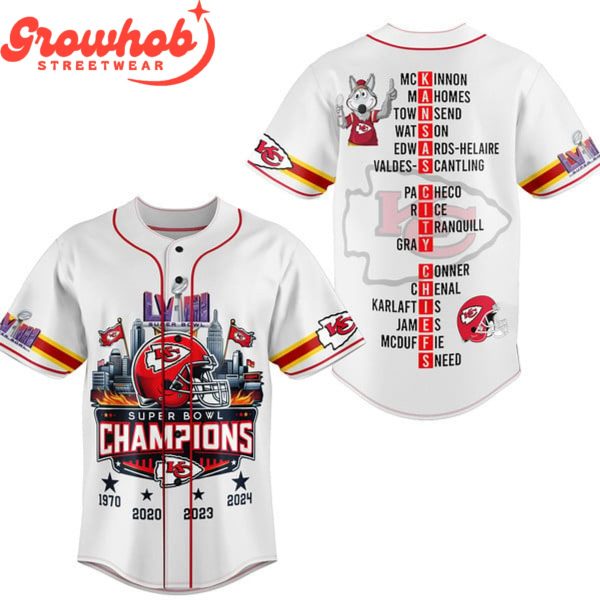 Kansas City Chiefs Super Bowl Champions 2024 Baseball Jersey White