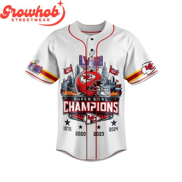 Kansas City Chiefs Super Bowl Champions 2024 Baseball Jersey White