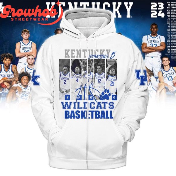 Kentucky Wildcats Basketball Fan Love Starting 5 Hoodie Shirts White