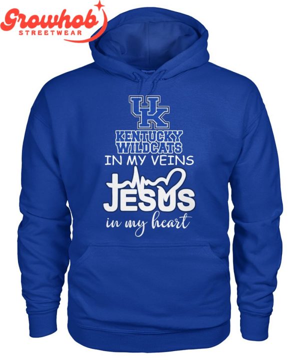 Kentucky Wildcats In My Veins Jesus In Heart T-Shirt