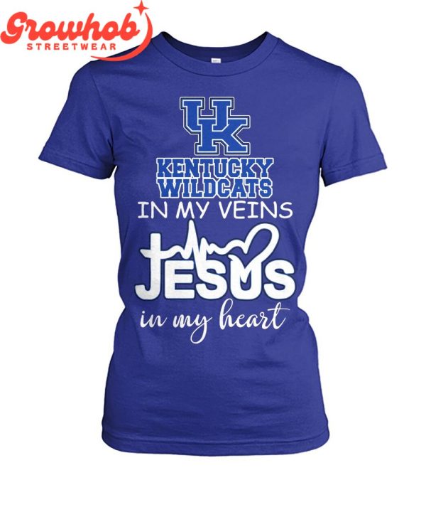 Kentucky Wildcats In My Veins Jesus In Heart T-Shirt
