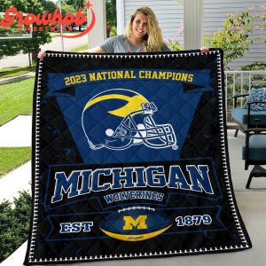 Michigan Wolverines National Champions 2023 Fleece Blanket Quilt