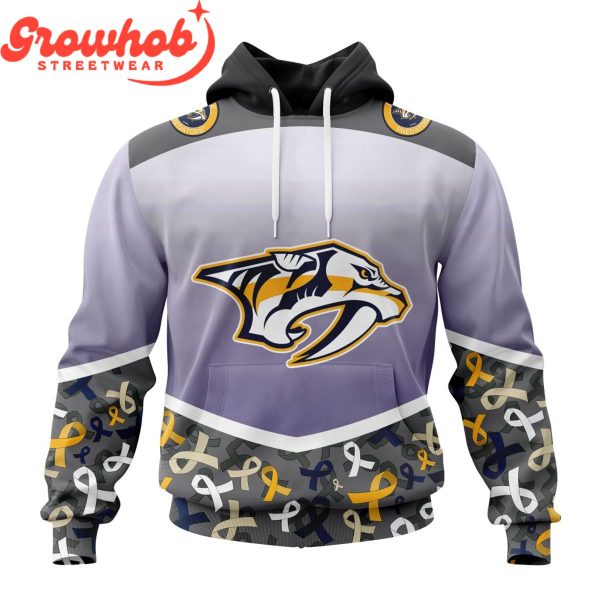 Nashville Predators Fights Again All Cancer Hoodie Shirts