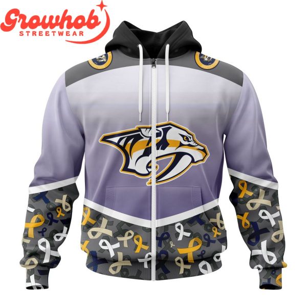 Nashville Predators Fights Again All Cancer Hoodie Shirts