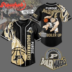 Purdue Boilermakers Boiler Up Golden Black Personalized Baseball Jersey