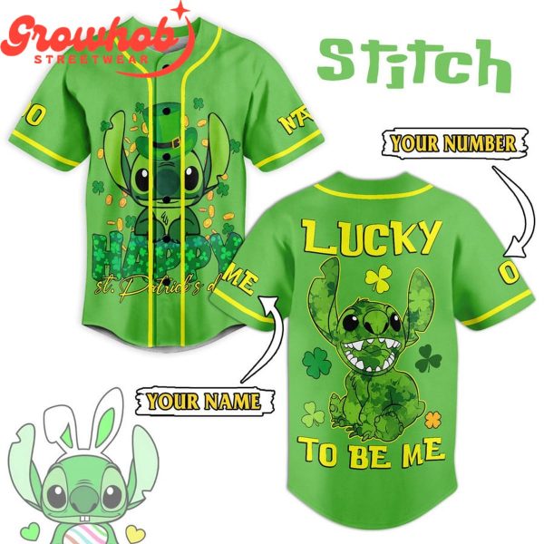 Stitch Lucky To Be Me Personalized Baseball Jersey