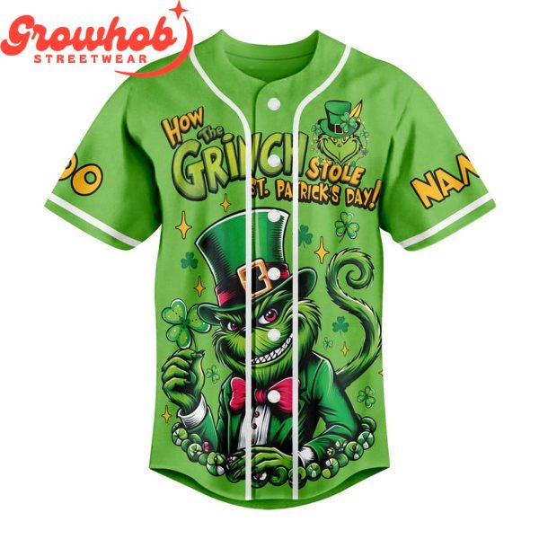 The Grinch Happy St. Patrick’s Day Personalized Baseball Jersey