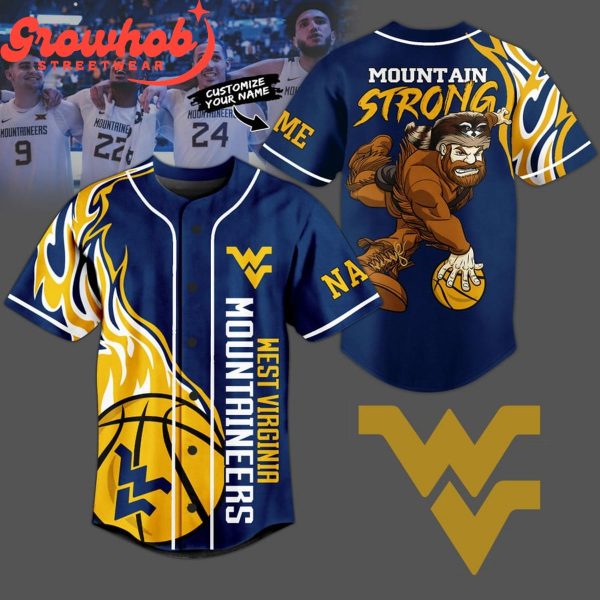 West Virginia Mountaineers Mountain Strong Personalized Baseball Jersey