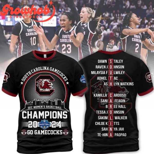 2024 South Carolina Gamecocks SEC Champions Celebrating Hoodie Shirts Black