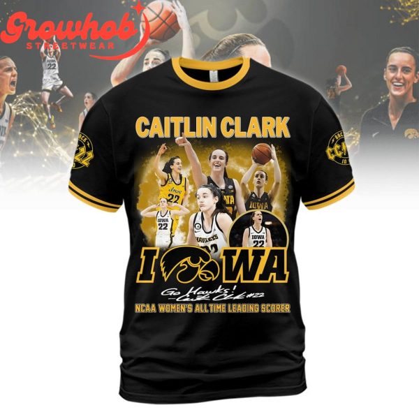 Caitlin Clark Iowa Hawkeyes All-Time Leading Scorer Hoodie Shirts Black