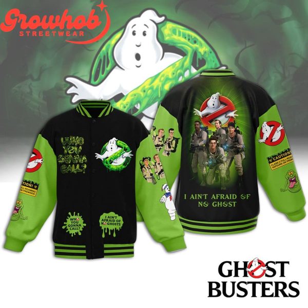 Ghostbusters Who You Gonna Call Green Baseball Jacket