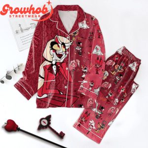 Hazbin Hotel All The Character In Red Polyester Pajamas Set