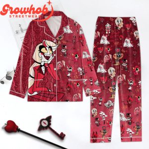 Hazbin Hotel All The Character In Red Polyester Pajamas Set
