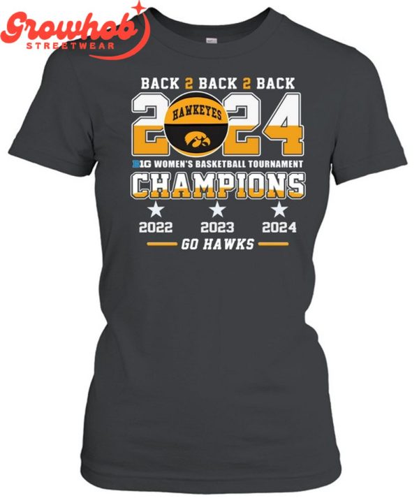 Iowa Hawkeyes  Back2back Women’s Basketball Big Ten Champions 2024 T-Shirt