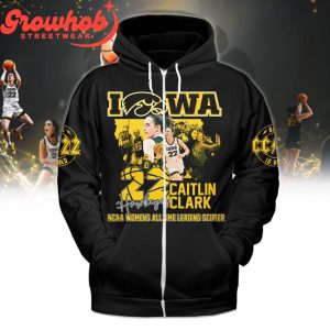 Iowa Hawkeyes Caitlin Clark All-Time Leading Scorer Hoodie Shirts Black