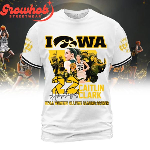 Iowa Hawkeyes Caitlin Clark All-Time Leading Scorer Hoodie Shirts White