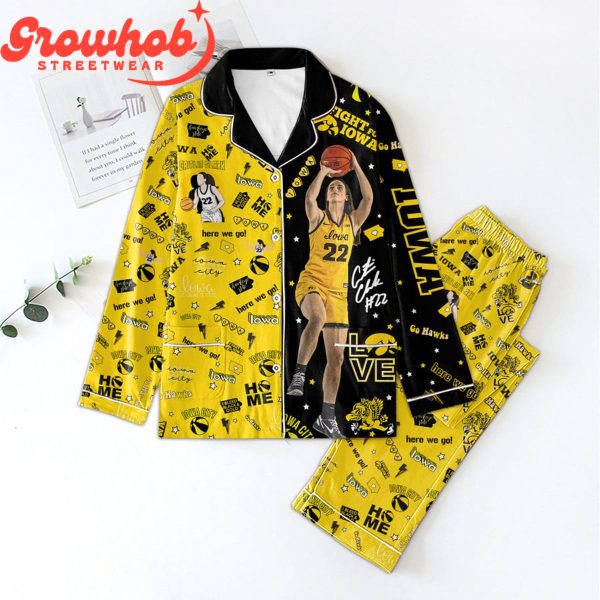 Iowa Hawkeyes Caitlin Clark Here We Go Polyester Pajamas Set