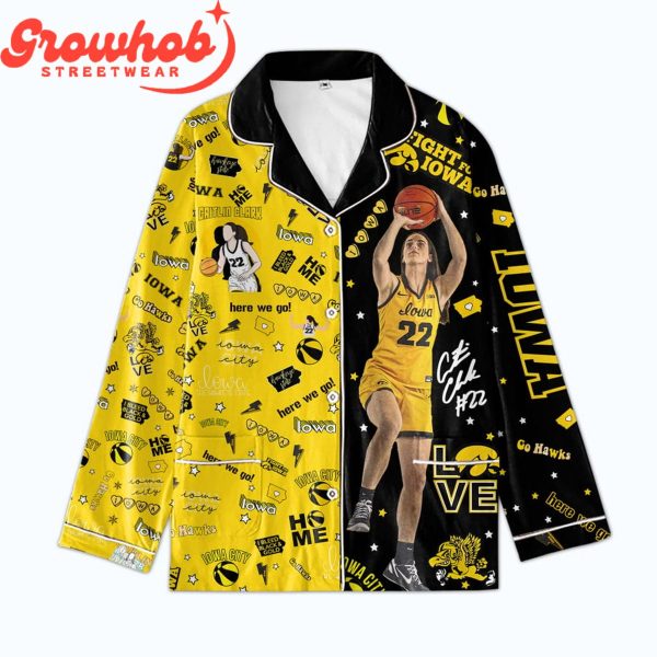 Iowa Hawkeyes Caitlin Clark Here We Go Polyester Pajamas Set