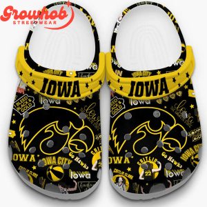 Iowa Hawkeyes Go Hawks Crocs Clogs Black Design