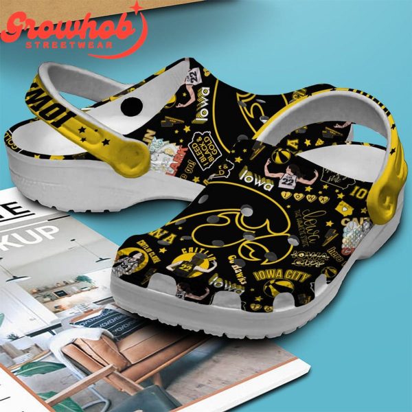 Iowa Hawkeyes Go Hawks Crocs Clogs Black Design