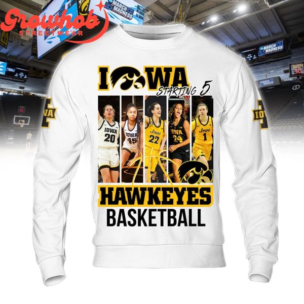 Iowa Hawkeyes Starting 5 White Version Hoodie Shirts