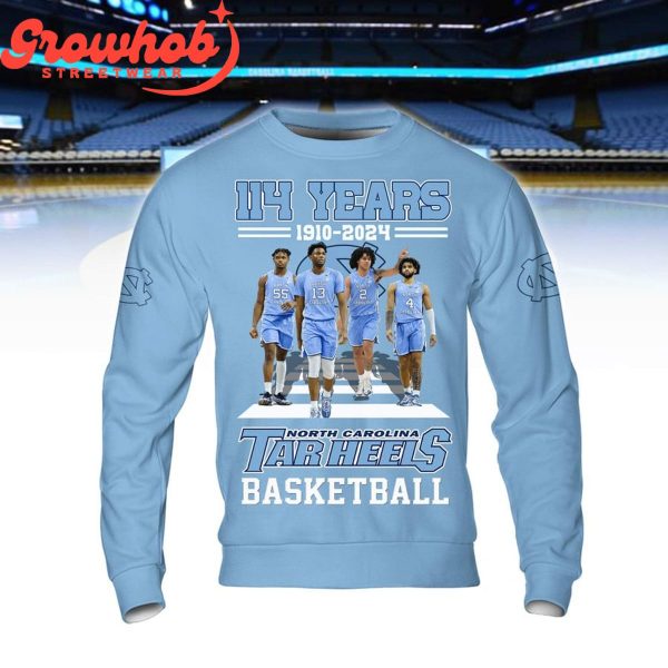 North Carolina Tar Heels 114 Years Of Basketball 1910-2024 Blue Hoodie Shirts